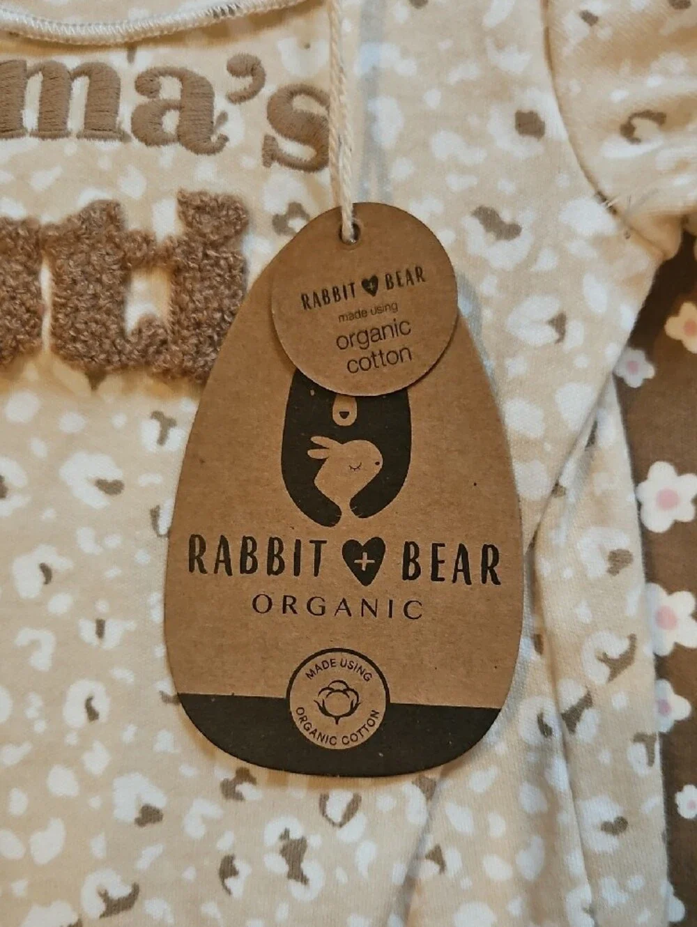 Rabbit & Bear Organic Beige 'Mama's Bestie' Baby One-Piece Set Of 2